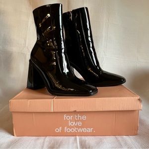 Koi Footwear Flare for Dramatics Patent Square Toe Boots Black